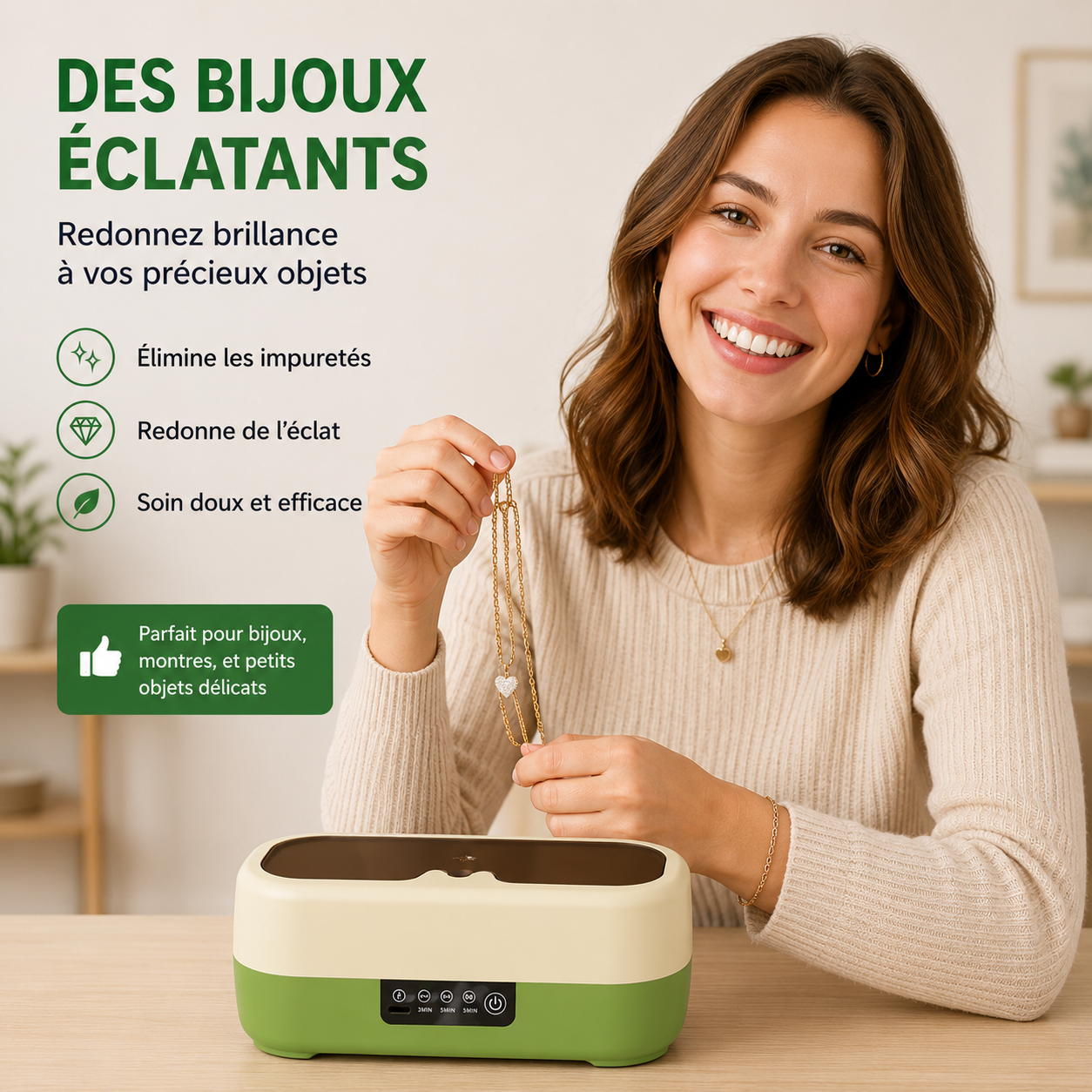 CleanWave Pro™ – Nettoyeur à Ultrasons Grande Capacité pour Lunettes, Bijoux et Accessoires