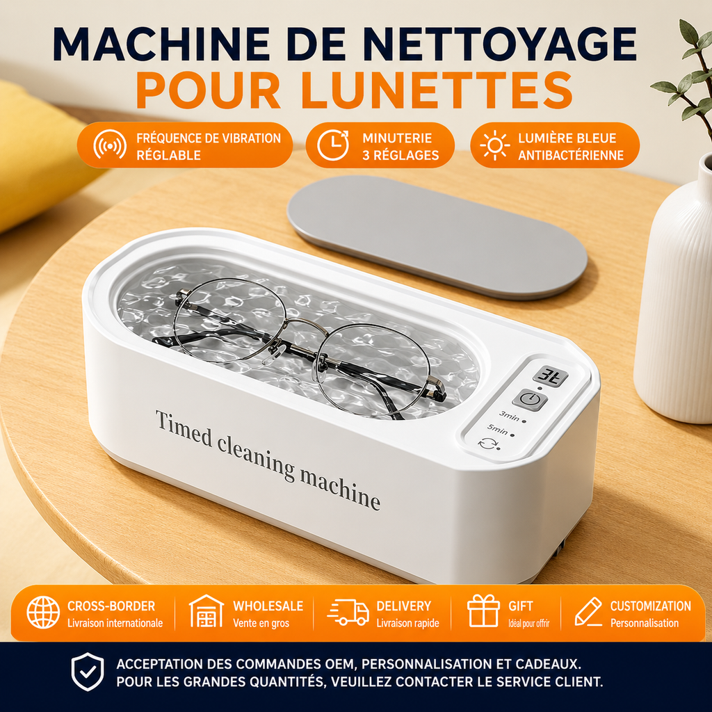 CrystalWave UV™ – Nettoyeur à Ultrasons 45 kHz pour Lunettes, Bijoux et Accessoires