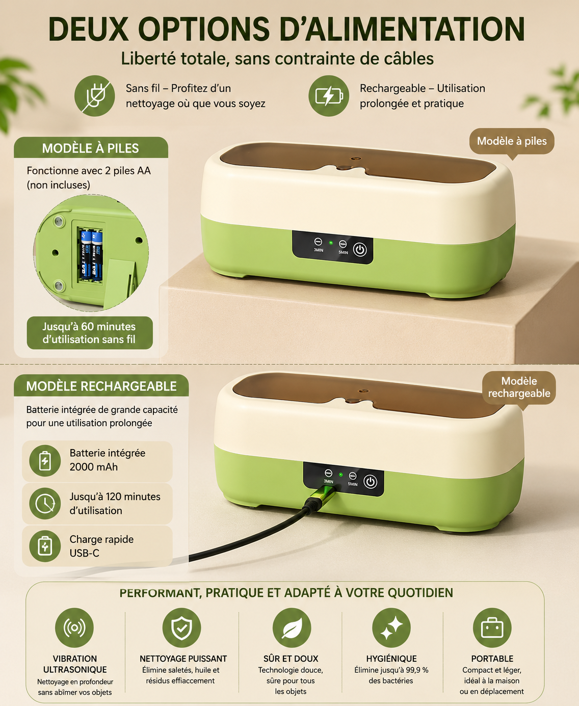 CleanWave Pro™ – Nettoyeur à Ultrasons Grande Capacité pour Lunettes, Bijoux et Accessoires
