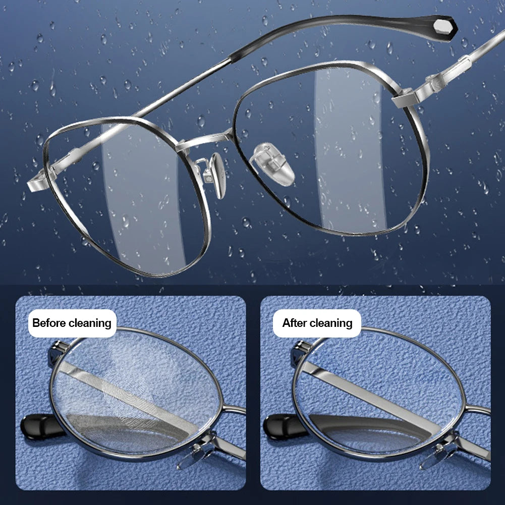 Comparatif avant/après nettoyage d'une paire de lunettes avec un nettoyeur à ultrasons compact